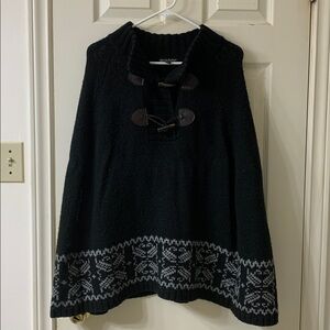 🌷3 for$25🌷Alexandra Bartlett, US OS, Black & White Toggle Nordic Pattern Cape